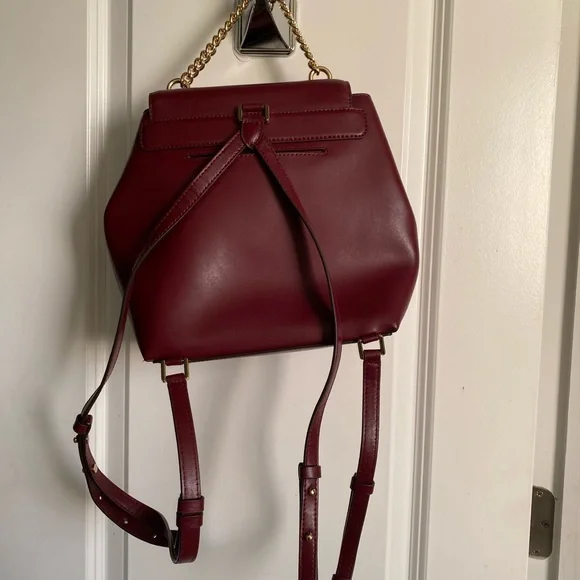 michael kors MOTT chain leather backpack burgundy